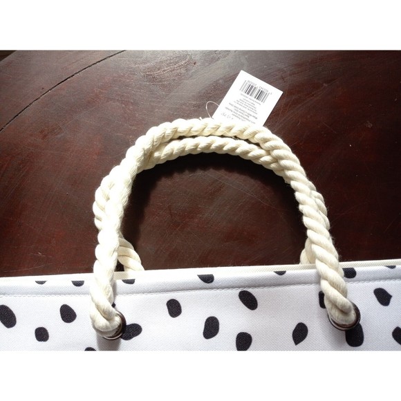 NEW Rainbow Happy Place Polka Dot Boho Beach Tote Travel Shopping Bag Glitter - Picture 5 of 16